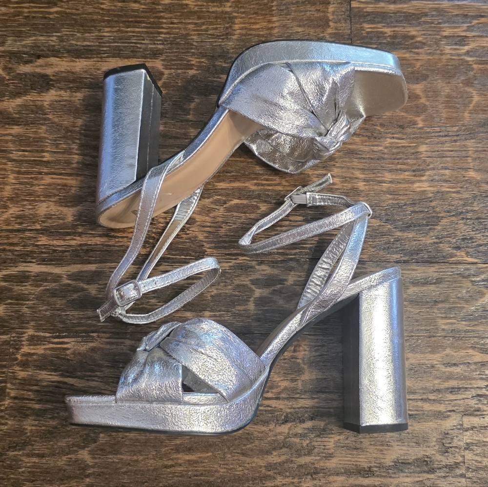 Silver Metallic Platform Mia High Heel Sandals